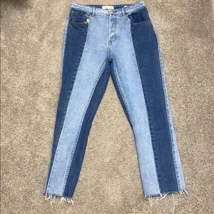 Packing Two-Toned Straight Leg Mom Jean